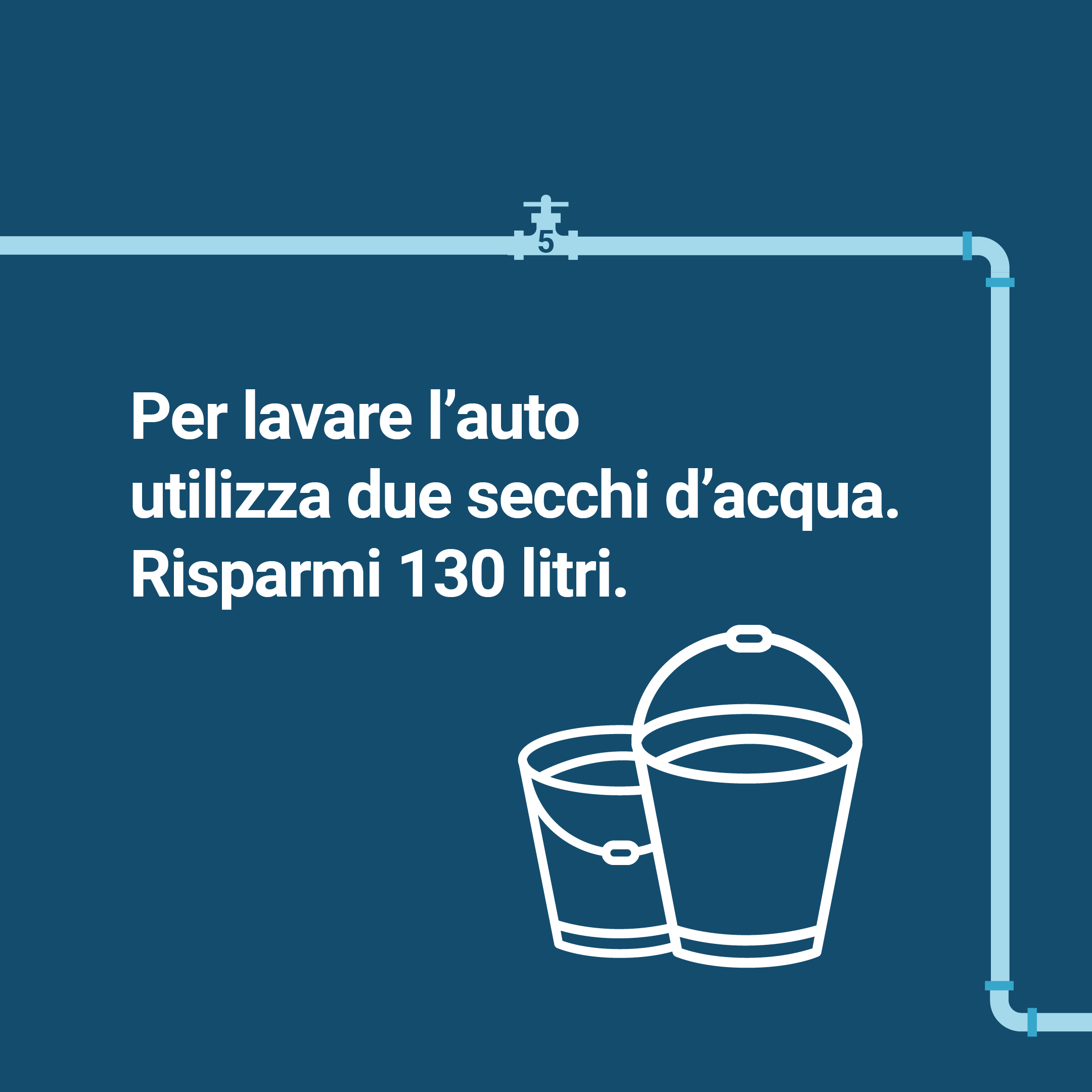 Per lavare l'auto utilizza due secchi d'acqua